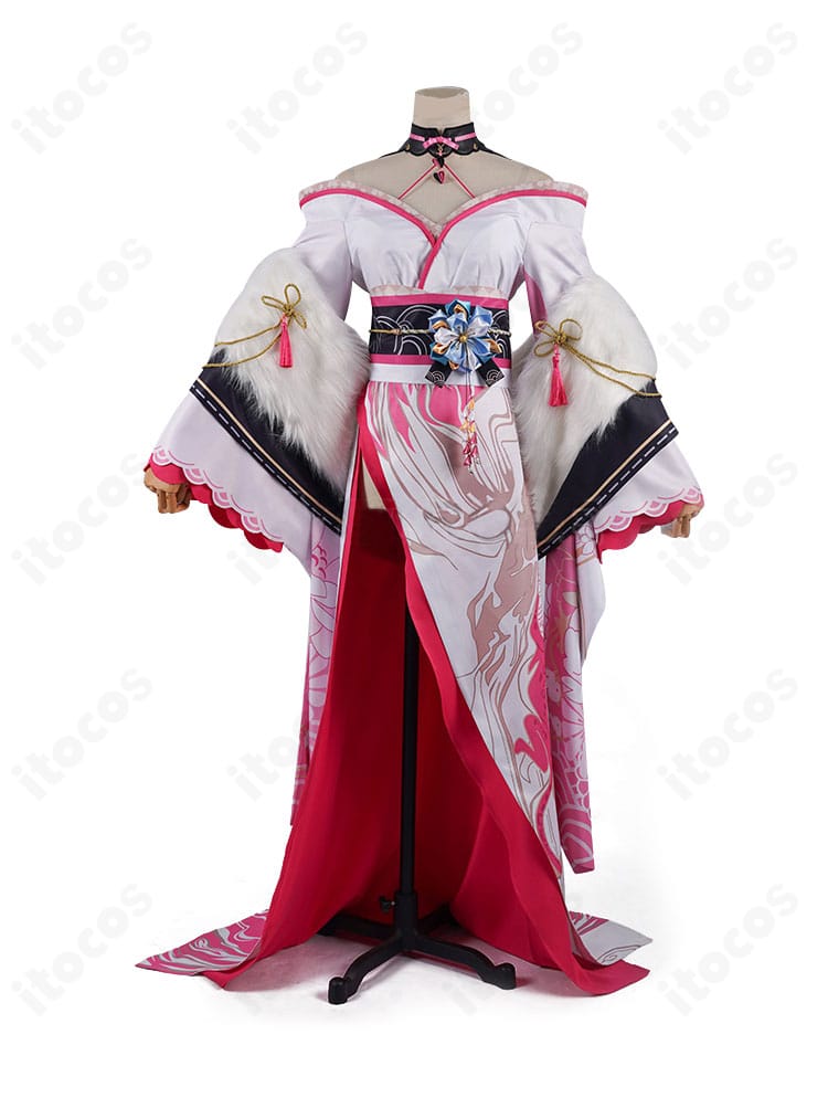 ラオーラ・パンテーラ正月衣装コスプレの正面全体。襟元から裾までの配色と意匠を確認