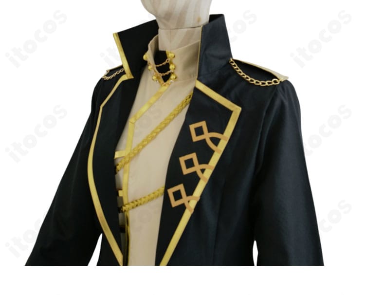 襟元ディテール：サンチョ衣装の襟デザインとステッチの表情