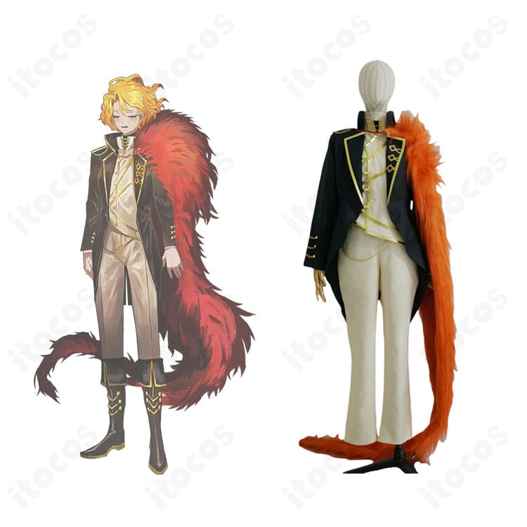 商品正面とキャラクター参考が並ぶLimbus Company サンチョのコスプレ衣装全体像