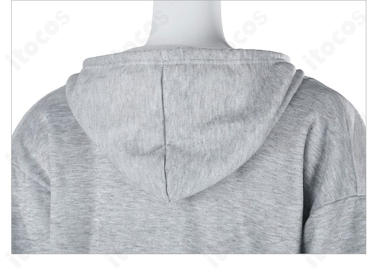 パーカー外套のフードディテール。立体形状と縁の処理