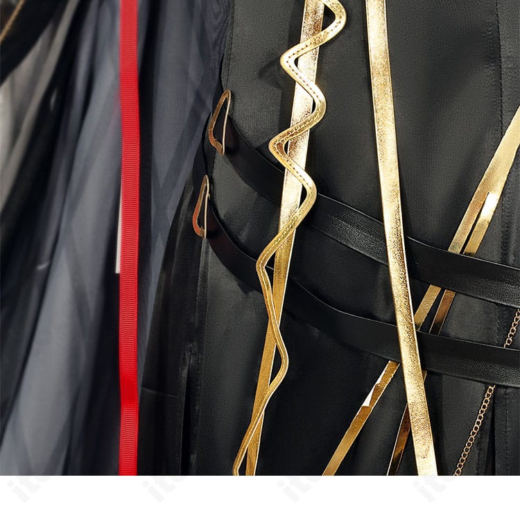 アークナイツ ラケラマリン衣装の腰帯・腰飾りクローズアップ。装飾チェーンの質感と配置が分かる。