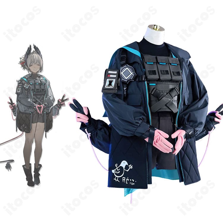 アークナイツ Raidian マスターバージョンのコスプレ衣装とキャラクターイメージの融合カット。高再現の質感が伝わる商品メイン画像。