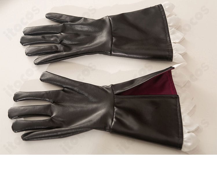 アークナイツ ルーメン衣装の手袋ディテール。素材感とロゴ風意匠の近接カット