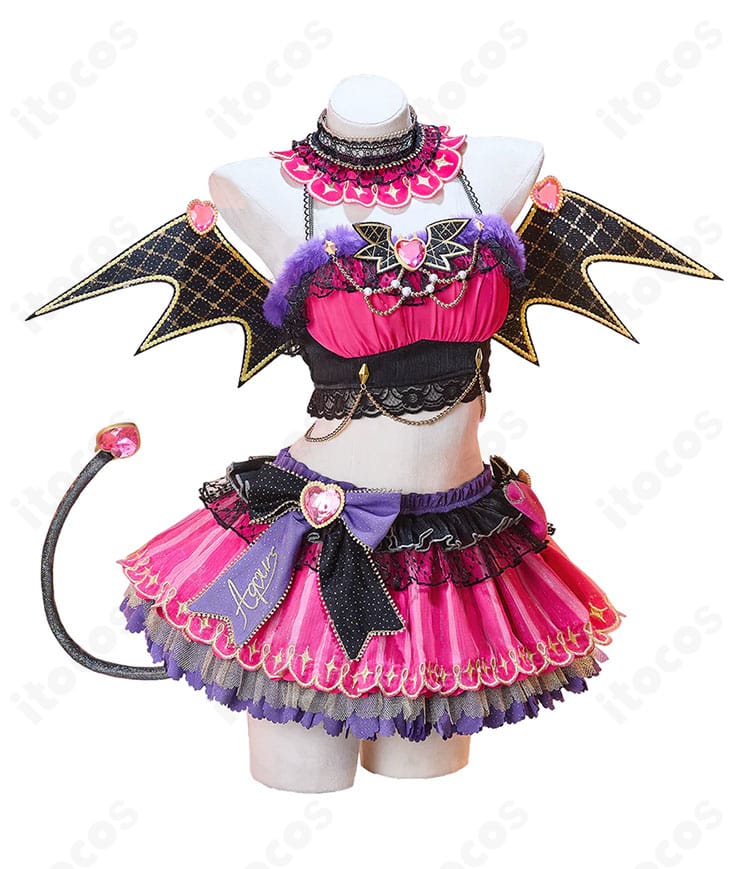 正面から見たラブライブ！スクフェス 津島善子 小悪魔編コスプレ衣装の全体像