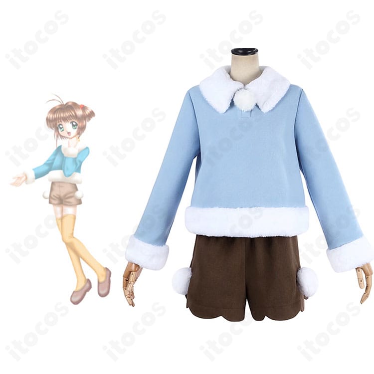 カードキャプターさくら 木之本桜 私服・冬服コスプレ衣装の正面とキャラクター比較画像