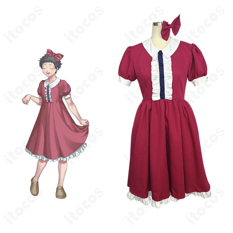 レイジングループ 醸田近望の女装コスプレ衣装一式。キャラクター名と衣装セット内容（ワンピース・髪飾り）が分かる全体構成。