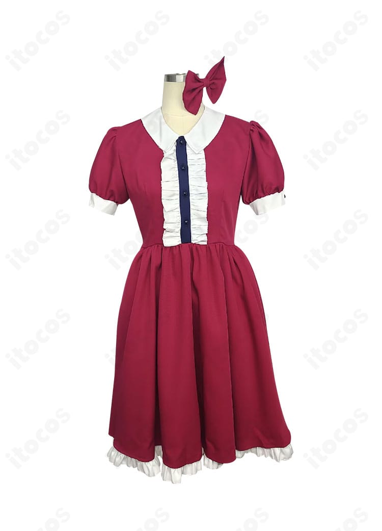 醸田近望 女装ワンピースの正面全身カット。シルエットと丈感、髪飾りの位置が分かる商品画像。