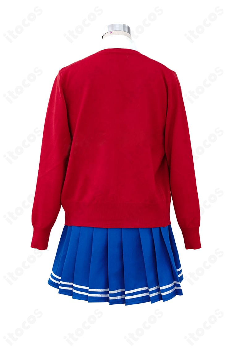 MiSide ミラ コスプレ衣装の背面。コートの後ろ姿とスカートのプリーツライン、全体の仕上がりを示す写真