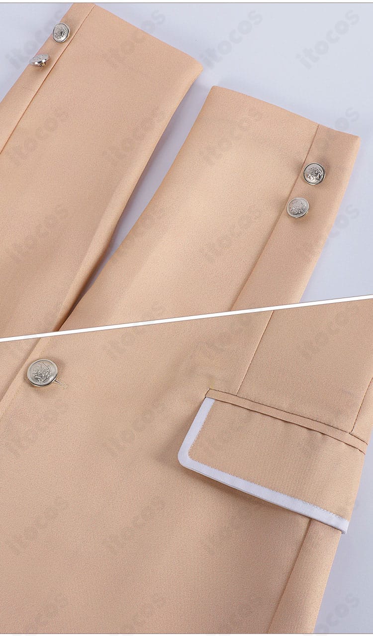 北条才人コスプレの袖とポケット周り。袖口のカフスとブレザーのポケットがリアルに表現。