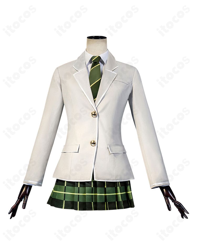 豊川祥子 コスプレ衣装の正面ディスプレイ。ブレザーの襟元とネクタイのバランスが分かる撮影向けカット。