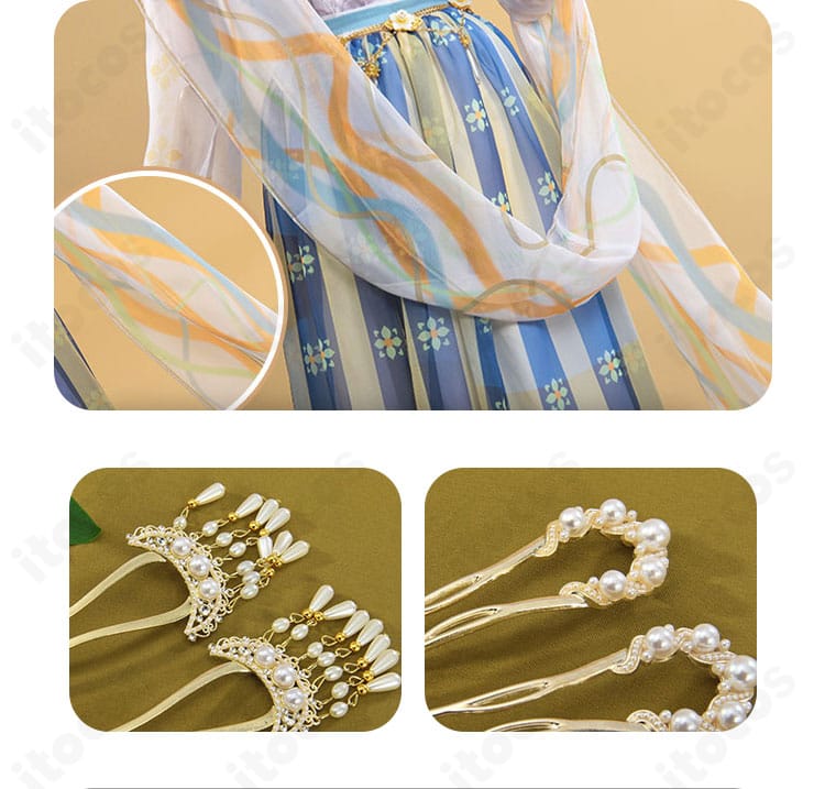 装飾と髪飾りのセットディテール。薬司テーマの統一感と素材感が分かる画像