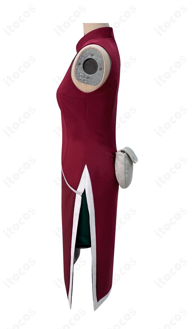 左側の装飾ディテール強調画像。刺繍の縁取りと生地の光沢感、ステッチの整いを確認。