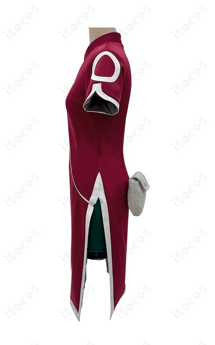 春野サクラ コスプレ衣装の装飾ディテール。花柄刺繍とレースの質感を近接で撮影したイメージ。