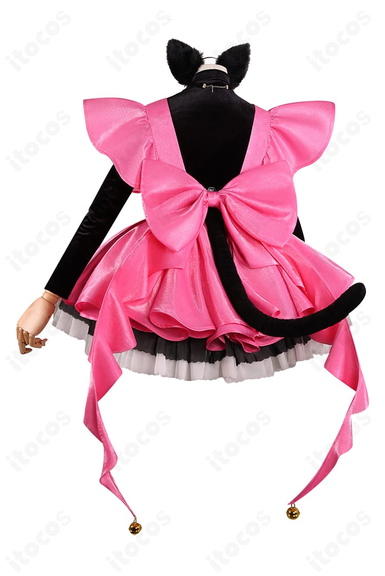 背面全体のデザイン。大きな蝶結びリボンと尾の取り付け位置が分かる背面ショット。