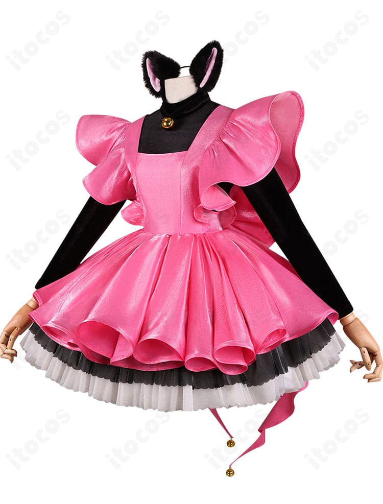 サンダー封印衣装の装飾アップ。胸元から襟周りの意匠と鈴の輝きが分かるディテール。