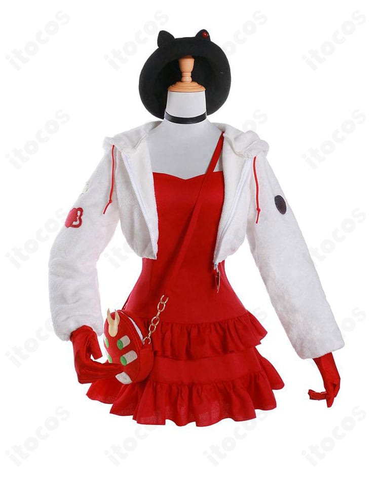 新世紀エヴァンゲリオン アスカ私服の装飾ディテール。チョーカーや縁取り、ボタン類の仕上げを近接で示したディテール写真。