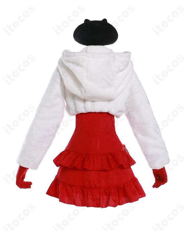 アスカ 冬の日私服コスプレの背面。コートの後ろ姿やシルエット、バッグストラップの見え方まで再現したデザインがわかる画像。