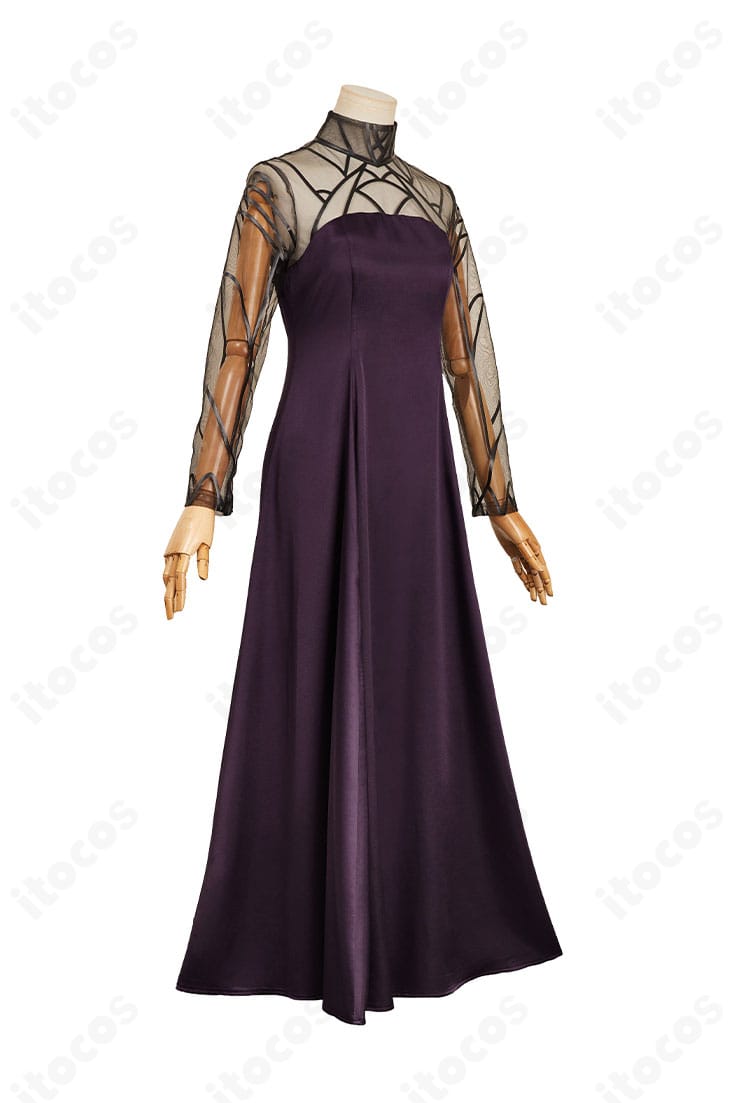 SAKAMOTO DAYS 大佛 黒いドレス コスプレ衣装 右側アングル。ウエストラインから裾への流れが分かる美麗シルエット