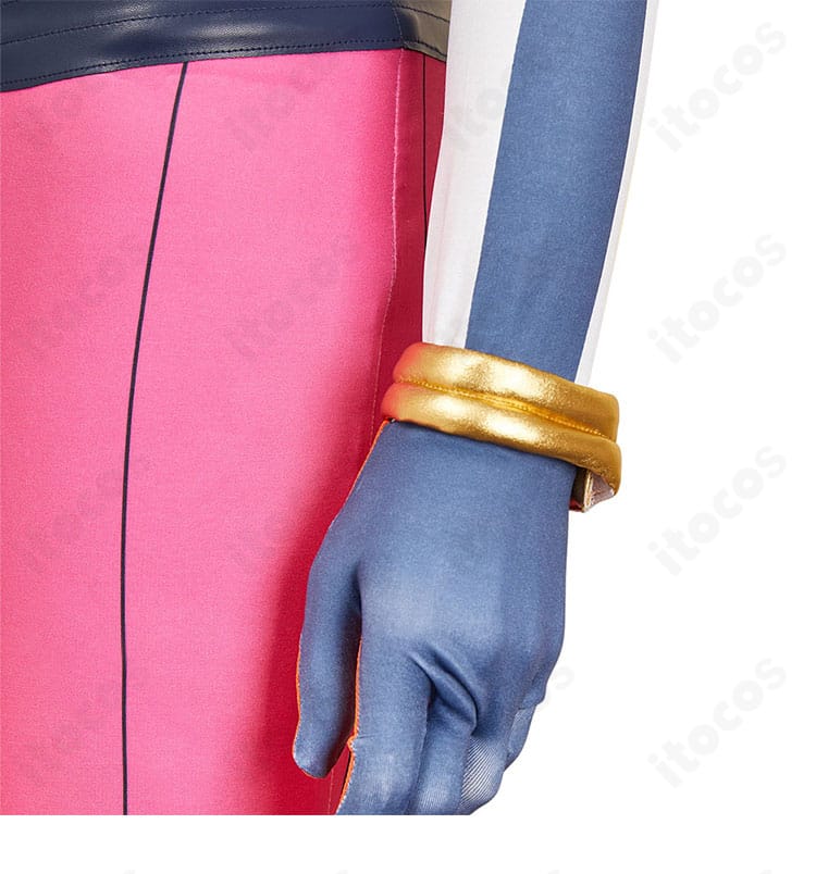 手首飾りの接写。リストバンドの質感、面ファスナー固定と配色のコントラストを確認。