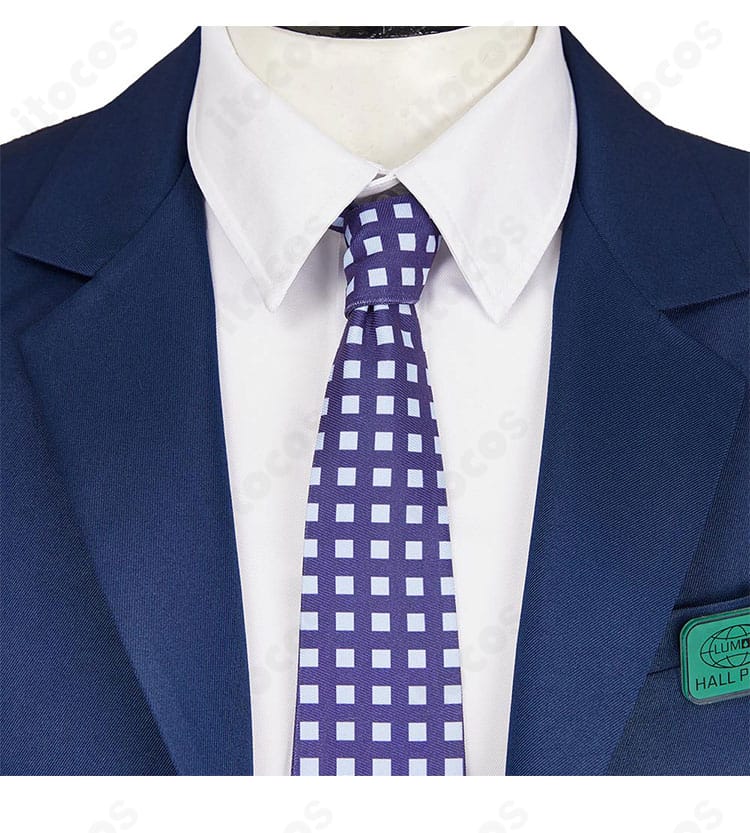 セヴェランス マーク・スカウト衣装のネクタイ装飾アップ。劇中イメージの配色と結び目の質感