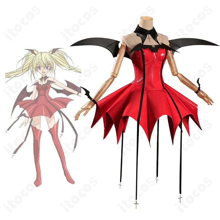 しゅごキャラ！ ほしな歌唄 悪魔ルナティックチャーム衣装の正面と公式ビジュアル比較。シルエットと装飾の再現度を確認できる画像