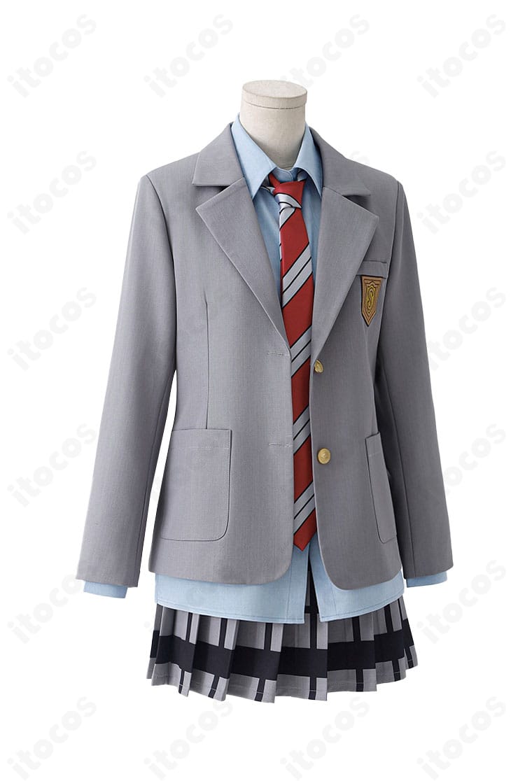 四月は君の嘘 宮園かをりのコスプレ制服、正面全身ショット。清楚な学園スタイルを高品質仕様で表現。