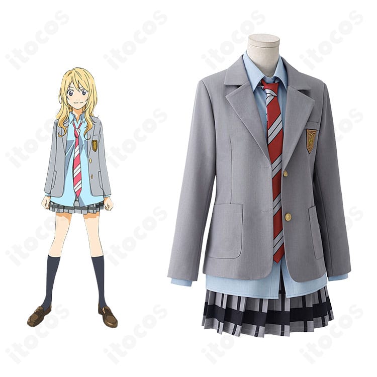 四月は君の嘘 宮園かをり 制服コスプレの正面着用イメージ。ブレザーとネクタイの配色を忠実に再現。