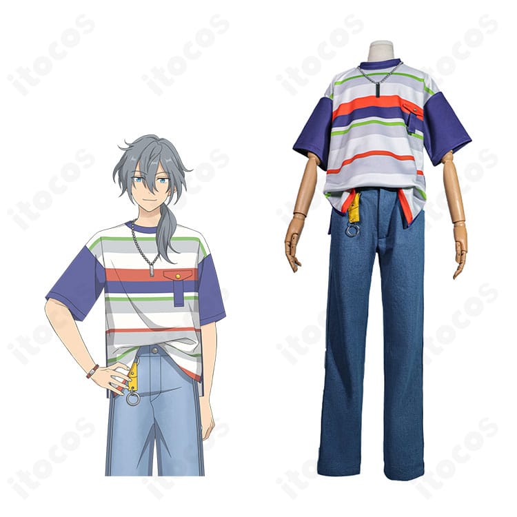 椎名ニキ 私服2 春夏Ver コスプレ衣装のフロント全体とキャラ比較。あんさんぶるスターズ！！Music準拠の配色と小物まで高再現。