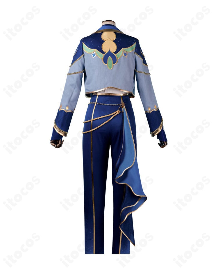 青葉つむぎ コスプレ衣装の背面ビュー。ウエストシェイプと裾ラインが美しいシルエット。