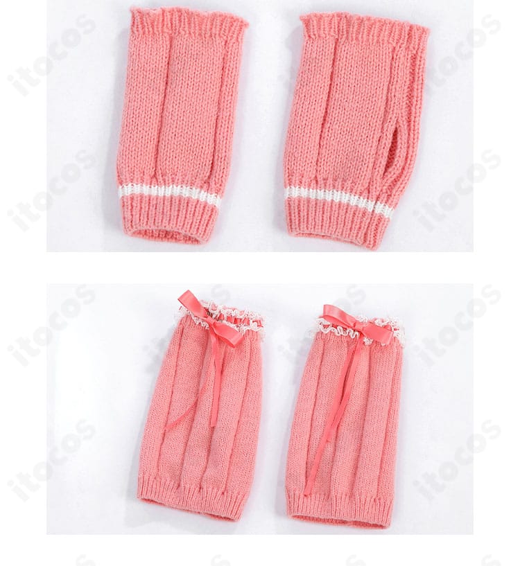 スクスタ 東條希 猫日和ver 袖カバー＆グローブ。ふわふわ素材と装飾の組み合わせを見せる近接。