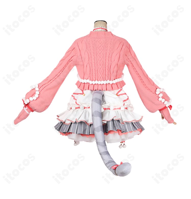 スクスタ 東條希 猫日和ver 背面全身。大きな背面リボンと尻尾パーツを装備し、後ろ姿まで可愛いデザイン。