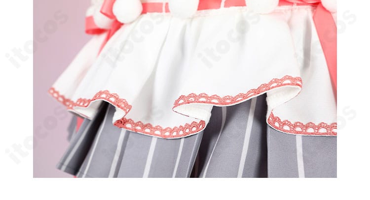 スクスタ 東條希 猫日和ver 裾飾りディテール。フレア裾の動きが映える仕立てを表現。