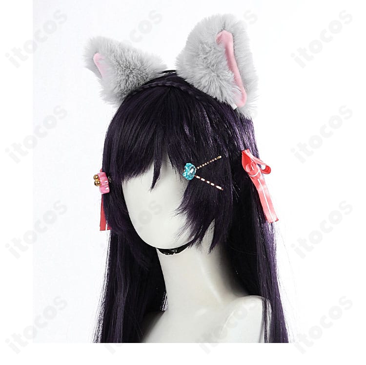 スクスタ 東條希 猫日和ver ヘッドドレス側面。猫耳カチューシャと髪飾りの位置関係が分かる写真。