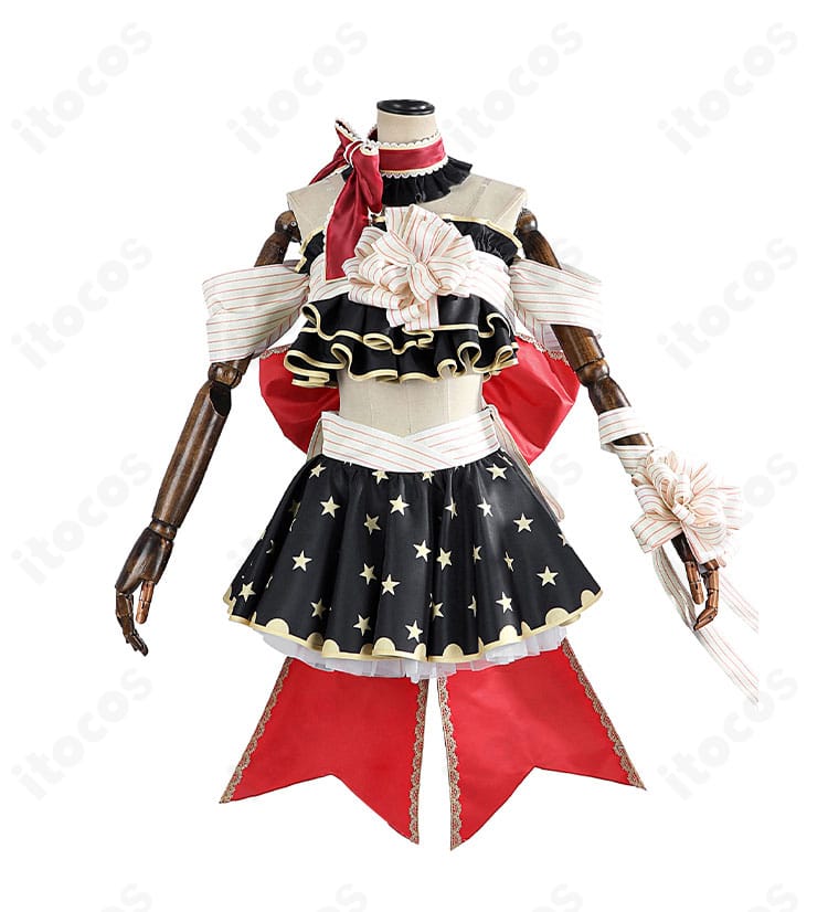 商品正面画像｜高発色生地とベアトップ・ミニスカートのシルエットを正面から確認