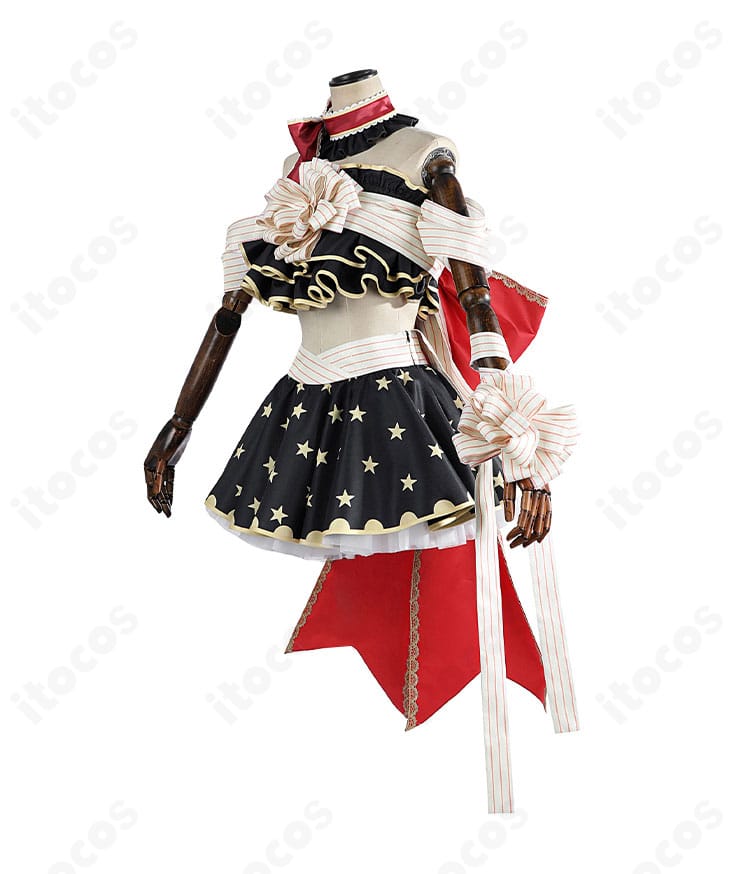 商品左側画像｜左側面から見る背面リボンのボリュームとスカートのライン