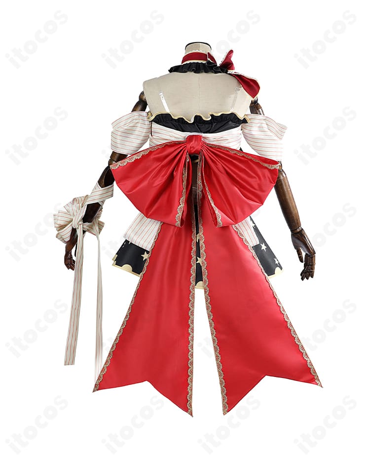 商品背面画像｜大きな背部蝶結びとスカート後ろのフレア感を背面から撮影