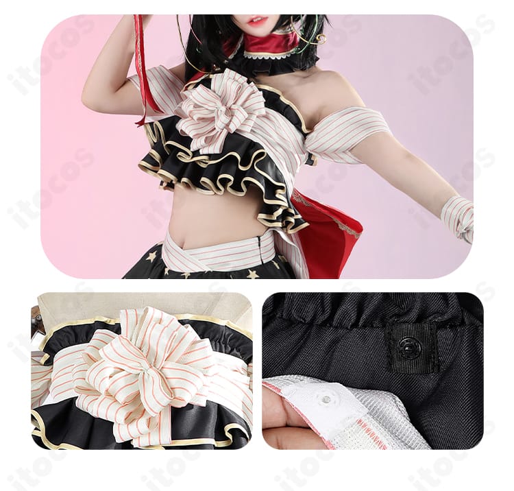 服装装飾のディテール｜胸元の刺繍風意匠と縁取り、質感が伝わるクローズアップ