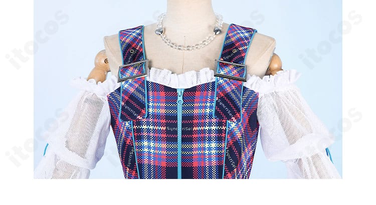 ラブライブ！スーパースター!! 鬼塚冬毬 Jellyfish 上衣ディテール。ライン取りと配色でスタイルを強調。