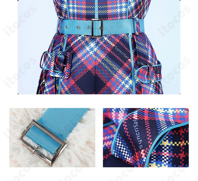 鬼塚冬毬 衣装の腰帯装飾。質感あるベルトでウエストラインを美しく見せる。