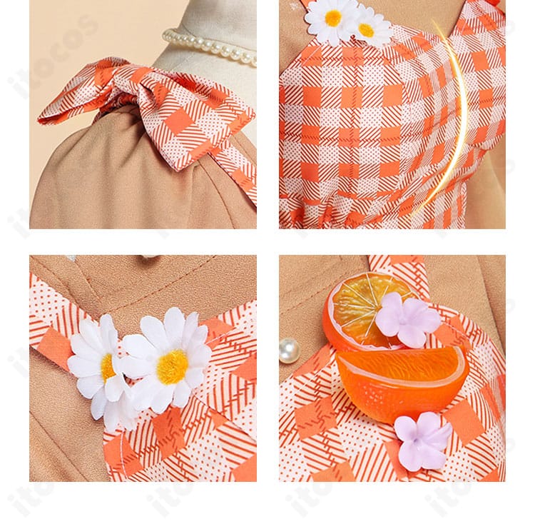 花里みのり 我らペガサス探検隊！コス衣装 ネックレス装飾のクローズアップ。上品な輝きで顔周りを華やかに