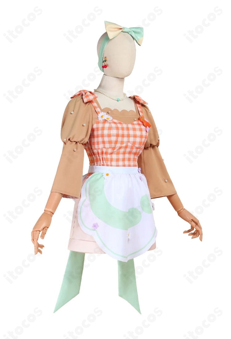 プロセカ 花里みのり 我らペガサス探検隊！コスプレ衣装 正面全身。明るく元気なイメージを活かす配色とシルエット