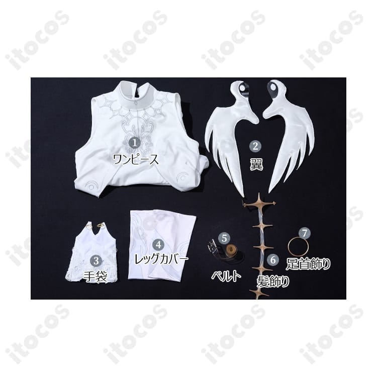 プロジェクトセカイ 宵崎奏 コスプレ衣装｜白ドレス＆翼、軽やかな着用感で高再現・イベントに最適 - 7枚目の画像