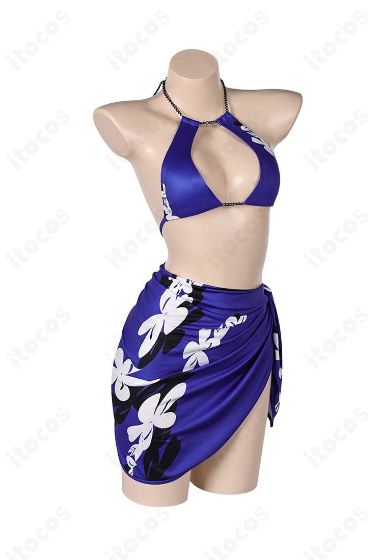 鉄拳8 レイナの水着コスプレ衣装 右側面。体のラインを美しく見せるカッティングが確認できる。