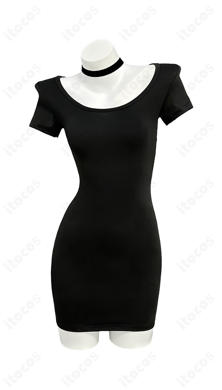 弥海砂 黒ワンピース コスプレ衣装の正面全体写真｜シルエットと丈感の確認用