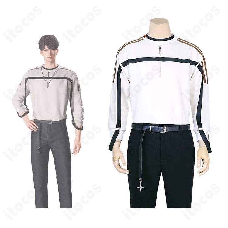 『恋と深空』マヒル「くつろぎ」衣装の全身イメージ。トップス・ズボン・ベルトの3点セットで自然体の雰囲気を高再現。