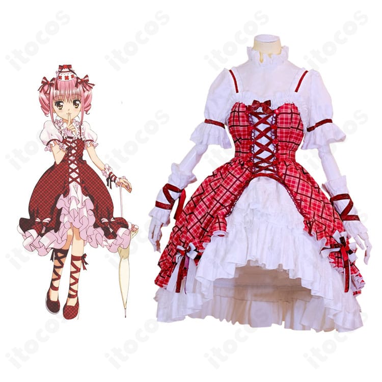 しゅごキャラ！日奈森あむのチェック柄ケーキドレス一式。キャラクターの雰囲気を忠実に再現したコスプレ衣装の全体イメージ。