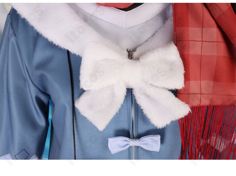 胸元の蝶結び装飾アップ。がうる・ぐらの可愛らしさを強調するポイントディテール