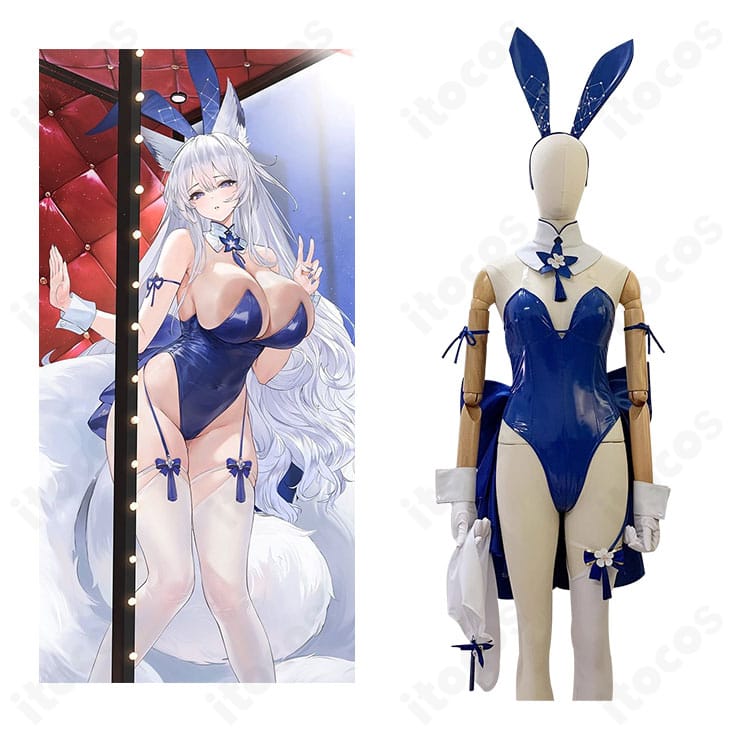 アズールレーン 信濃 バニーコスプレ衣装とキャラクター立ち絵の構図。信濃らしい上品さを忠実に再現した正面全身ビュー。