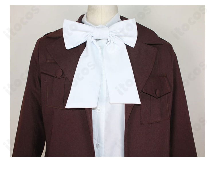 ヘタリア アイスランドの上衣装飾ディテール。ボタン、ステッチ、縁飾りの配列に焦点を当てた画像。