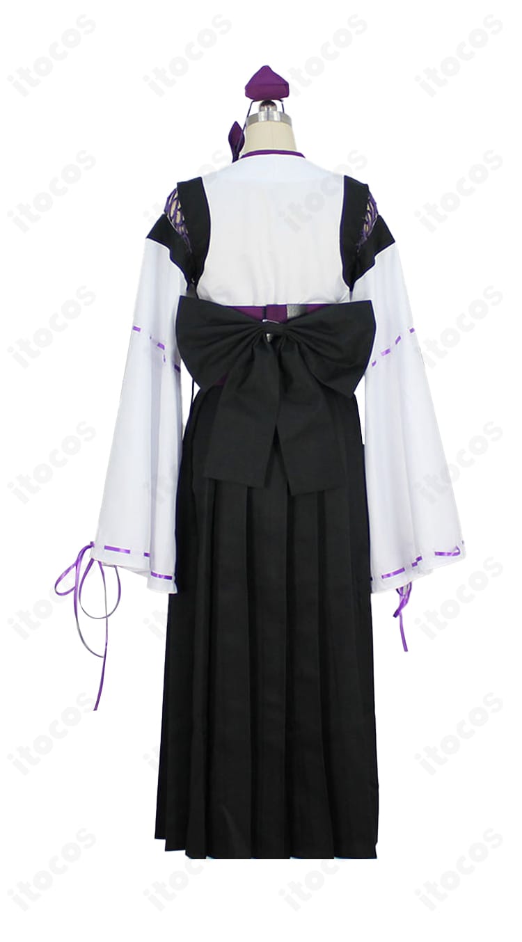 東方Project 姫海棠はたて衣装・背面。バックスタイルのライン取りとスカートの広がり、コルセットの後ろ留め構造を見せるディテール画像。